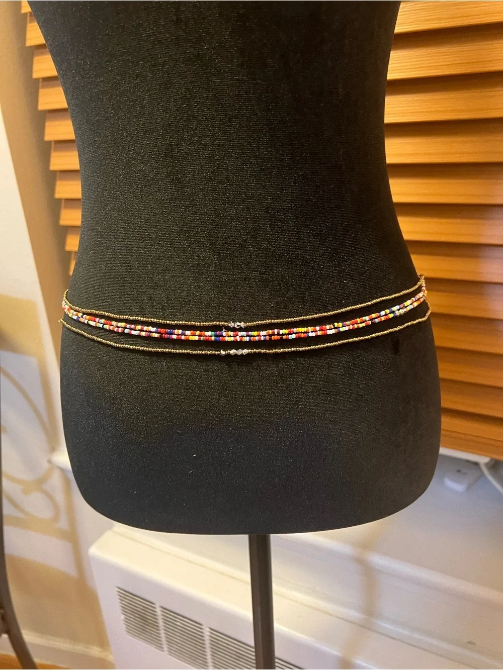 Handmade Beaded Belly Chain, Multicolor Elastic Waist Beads, Layered Boho Body
